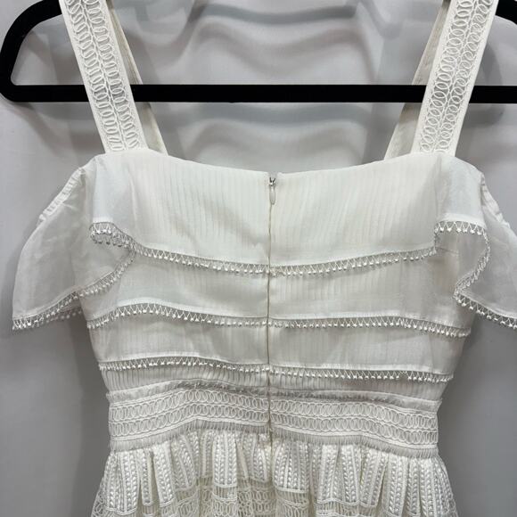 Aivei White Intricate Lace Knee Length Lined Dress Bridal Graduation Sorority 6 - Picture 6 of 7